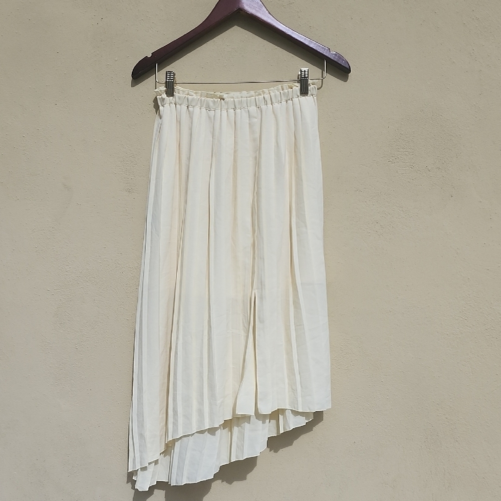 Mango Chic Asymmetrical Pleated Butter Color Skirt
